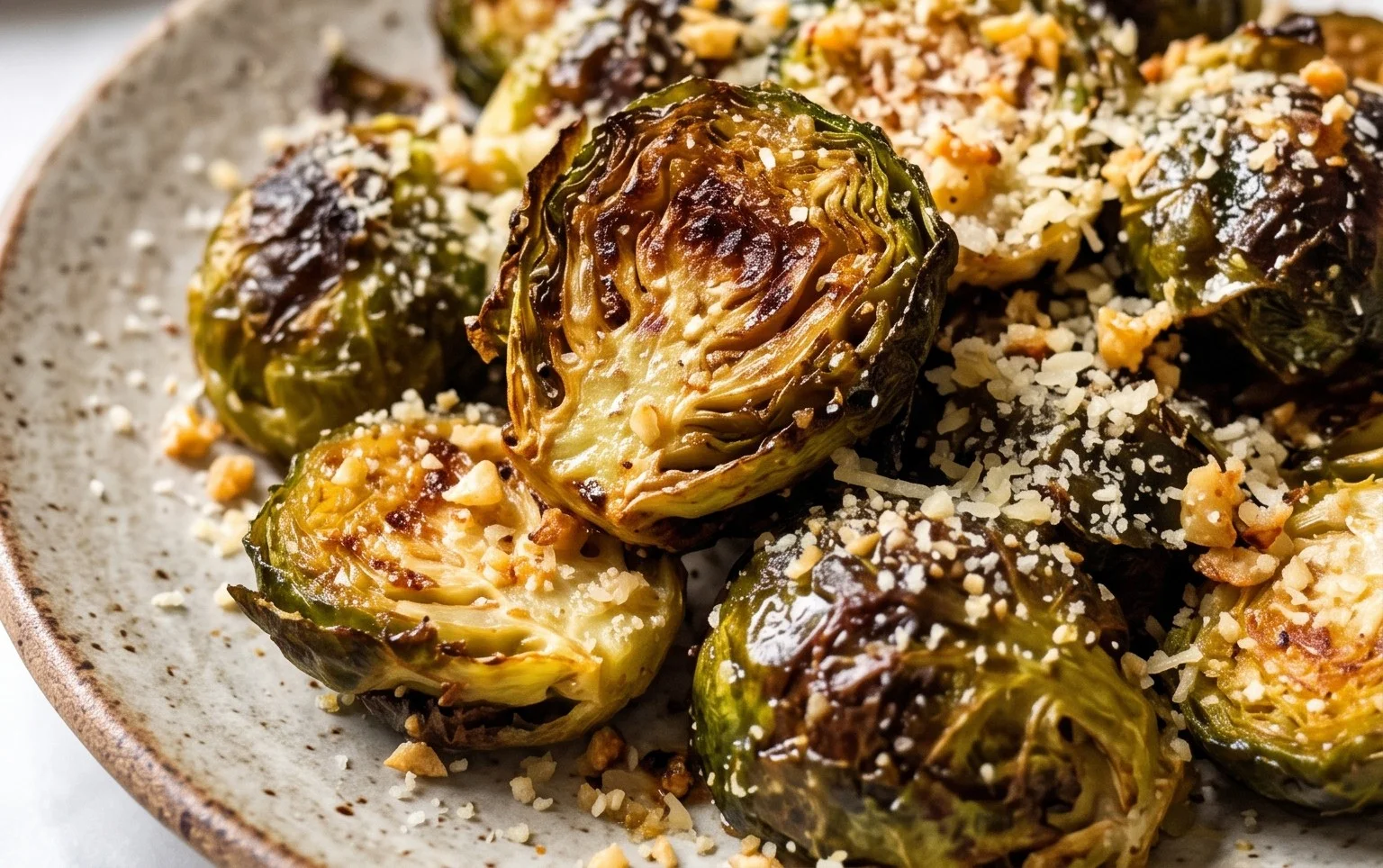 Amazing CRISPY Parmesan Garlic Roasted Brussels Sprouts