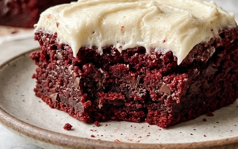 Chewy Red Velvet Brownies with Cream Cheese Frosting